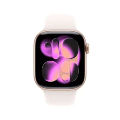 Apple Watch Series 11 GPS, Cassa 42 mm in alluminio color oro rosa con Cinturino Sport rosa fard - M/L