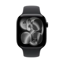 Apple Watch Series 11 GPS, Cassa 46 mm in alluminio Jet Black con Cinturino Sport nero - M/L