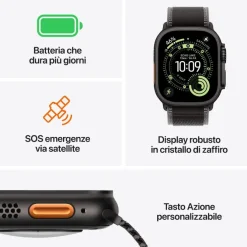 APPLE Watch Ultra 3 GPS + Cellular, Cassa in titanio nero (49 mm) con Cinturino Ocean