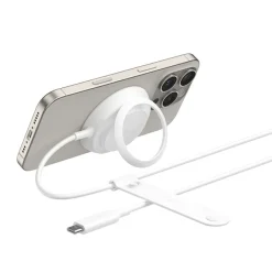 Belkin WIA014hqWH Caricabatteria Magnetico Qi2 25W Bianco – Ricarica Rapida per Smartphone e Cuffie