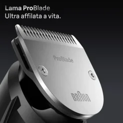 Braun BeardTrimmer 7 BT7520 lama Ultra Sharp ProBlade, lunghezza taglio 2cm - Nero e Blu