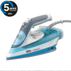 BRAUN - SI5006BL - Ferro da stiro a vapore 2600W, serbatoio 300 ml, Autospegnimento, Sistema anticalcare, EloxalPlus - Bianco/Blu