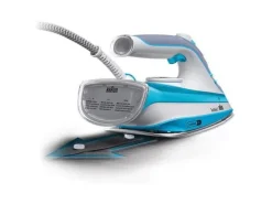 BRAUN - SI5006BL - Ferro da stiro a vapore 2600W, serbatoio 300 ml, Autospegnimento, Sistema anticalcare, EloxalPlus - Bianco/Blu