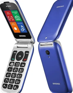 Brondi Stone+ - Cellulare con apertura a conchiglia e flip attivo, Dual Sim, Display 2.4 pollici, Blu