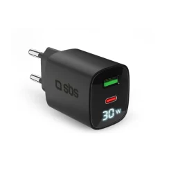 Caricabatterie da parete 30W Power Control con schermo LCD e doppia uscita USB