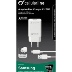 Cellularline Adaptive Fast Charger Kit 15W Bianco