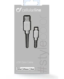 Cellularline Data Cable #Stylecolor - Lightning Cavo per la ricarica e sincronizzazione dei dati colorato Bianco