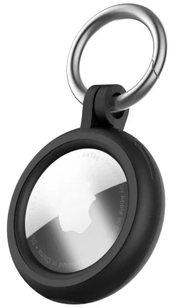 Cellularline Hard Shell Custodia protettiva rigida con moschettone integrato, compatibile con AirTag e Tracy Tag - Nero