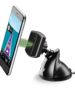 CELLULARLINE - MAG4PILOTFORCE Supporto smartphone da auto magnetico con fissaggio a ventosa, Universale - Nero