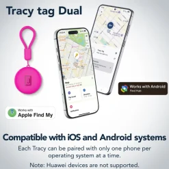 Cellularline Tracy Tag Dual – Localizzatore Bluetooth compatibile Apple e Google, IP67