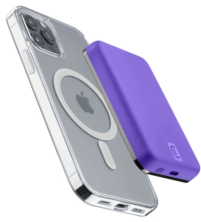 Cellularline Wireless power bank MAG 5000 Caricabatterie portatile compatibile con MagSafe Viola