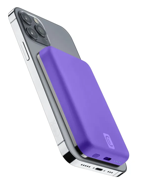 Cellularline Wireless power bank MAG 5000 Caricabatterie portatile compatibile con MagSafe Viola