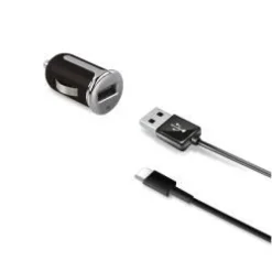 CELLY - CCUSBTYPEC Caricabatterie da auto universale con porta USB, per Smartphone e Tablet, Cavo usb-C integrato, ricarica rapida - Nero