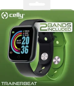 CELLY - TRAINERBEATGN - FIT TRACKER CON DOPPIO CINTURINO, Display LCD Transflettivo 1,44