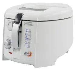 De'Longhi F28211 Friggitrice con Timer Digitale e Cestello Rotante, Termostato Regolabile, Filtro Removibile Antiodore, Capacità Olio 1.2L, Amplio Oblo', Vasca Antiaderente, Cestello Saliscendi