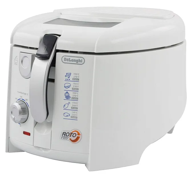 De'Longhi F28211 Friggitrice con Timer Digitale e Cestello Rotante, Termostato Regolabile, Filtro Removibile Antiodore, Capacità Olio 1.2L, Amplio Oblo', Vasca Antiaderente, Cestello Saliscendi