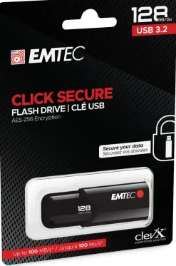 Emtec B120 Click Secure unità flash USB 128 GB USB tipo A 3.2 Gen 2 (3.1 Gen 2) Nero