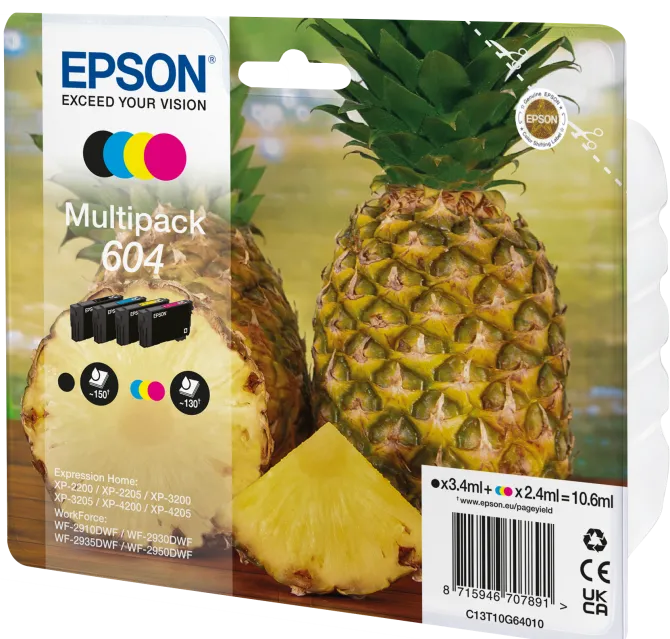 Epson 604 cartuccia d'inchiostro 4 pz Originale Resa standard Nero, Ciano, Magenta, Giallo