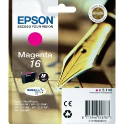 Epson Cartuccia Magenta 16, serie WorkForce: WF-2010W/2510wf/2520NF/2530WF/2540WF/2630WF/2650DWF/2660DWF