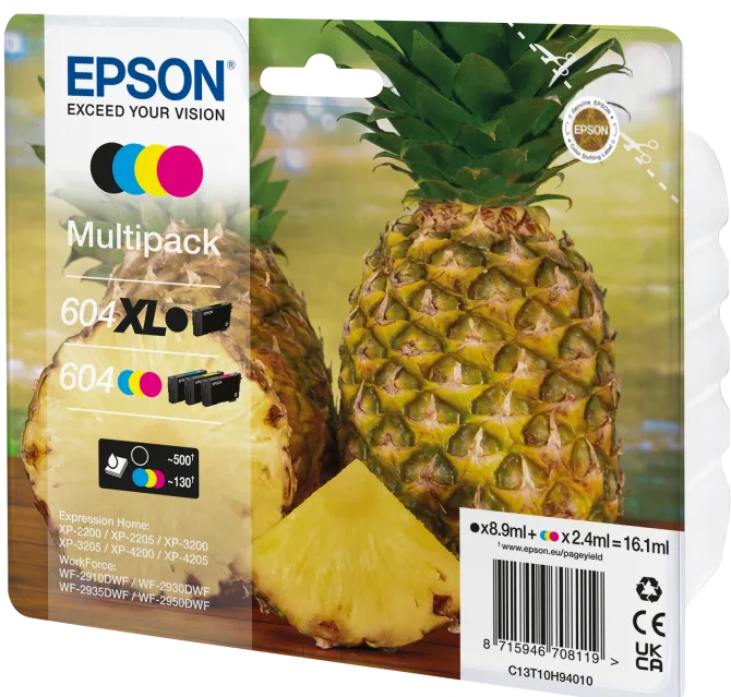 Epson 604XL cartuccia d'inchiostro 4 pz Originale, Nero (604XL) - Ciano, Magenta, Giallo (604)