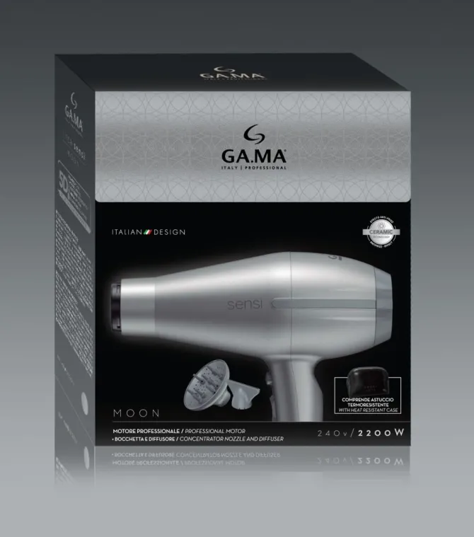 GA.MA - TEMPO 5D SENSI, Asciugacapelli 2200 Watt, 3 temperature, 2 velocità - GRIGIO