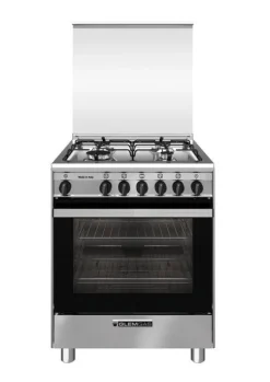 Glem Gas SA664VI Cucina e Forno ventilato a Gas, 4 fuochi, Classe A, 67 Litri, Sistema Safe Touch, 60x60x90cm - Acciaio Inox