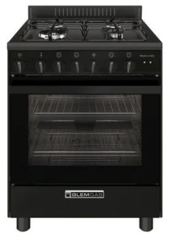 GLEM GAS S.P.A. Glem Gas Cucina Piano Gas Forno Elettrico SA66TMBK Nero Carbone