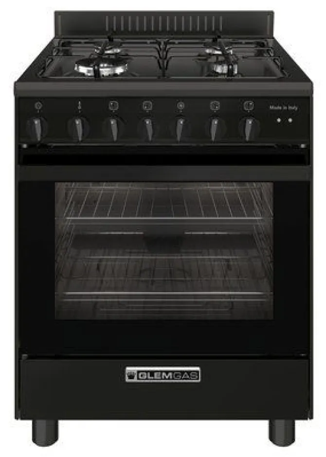 GLEM GAS S.P.A. Glem Gas Cucina Piano Gas Forno Elettrico SA66TMBK Nero Carbone