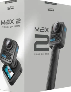 GoPro MAX2 Bundle – Videocamera 360° True 8K con Palo Prolunga, 2 Batterie Enduro e SD 64GB