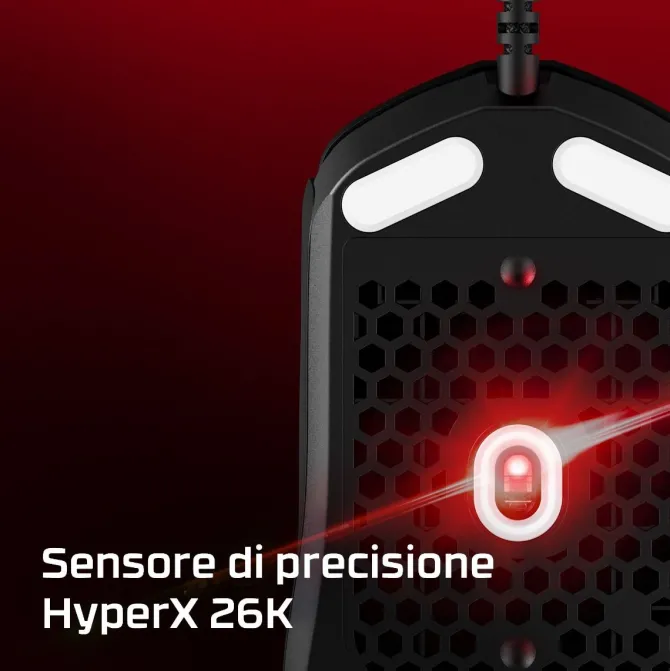 HP Mouse gaming - 6N0A7AA - HyperX Pulsefire Haste 2, USB tipo A, 26000 DPI