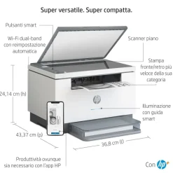 HP - Stampante Multifunzione 3 in 1 LASERJET M234DW - Bianca, Grigia