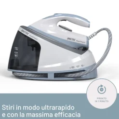 Imetec Rapidvapor Ferro da Stiro Generatore di Vapore, Piastra Fluid Ceramic a Rapido Riscaldamento, Leggero, Sistema di Pulizia Calc Clean