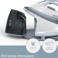 Imetec Rapidvapor Ferro da Stiro Generatore di Vapore, Piastra Fluid Ceramic a Rapido Riscaldamento, Leggero, Sistema di Pulizia Calc Clean