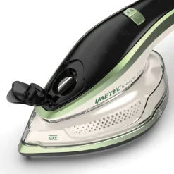 Imetec Steam Easy, ferro da stiro portatile verticale, stira in verticale e orizzontale, piastra ceramica, tripla regolazione di vapore e temperatura, display digitale, pronto in 30, 1200 Watt