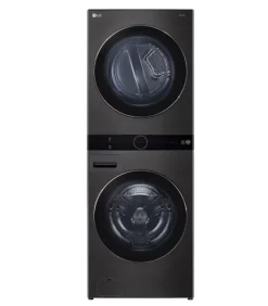 LG WashTower Colonna Bucato 17/16 Kg AI DD | Classe E/D | Pannello unificato, TurboWash360,Pompa di calore Nera
