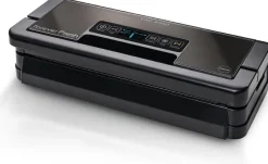 MACOM, Macchina Sottovuoto Professionale - Doppia Pompa di Aspirazione, 2 Barre Saldanti e Portarotolo Integrato, Struttura in Acciaio Brunito con Display LCD - Forever Fresh VAC8090