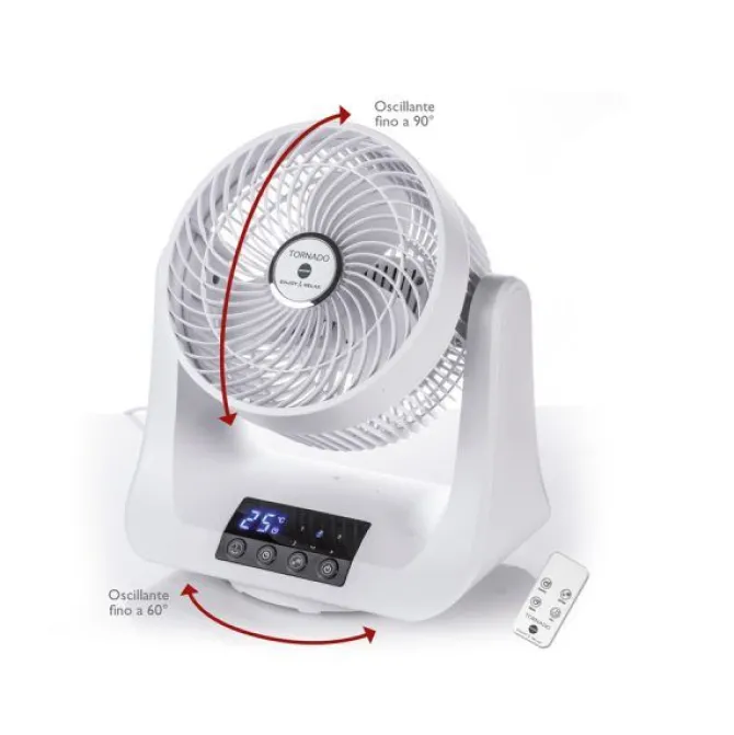 Macom Tornado Ventilatore Doppia Oscillazione Automatica 3 Differenti Velocità
