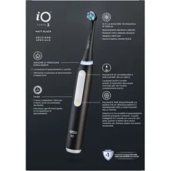 Oral-B Spazzolino Elettrico Ricaricabile iO 3 Nero, 1 Testina Di Ricambio, 1 Custodia Da Viaggio