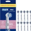 Oral-B Testina Di Ricambio PRO Sensitive Clean Bianca, Confezione Da 10 Testine