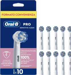 Oral-B Testina Di Ricambio PRO Sensitive Clean Bianca, Confezione Da 10 Testine