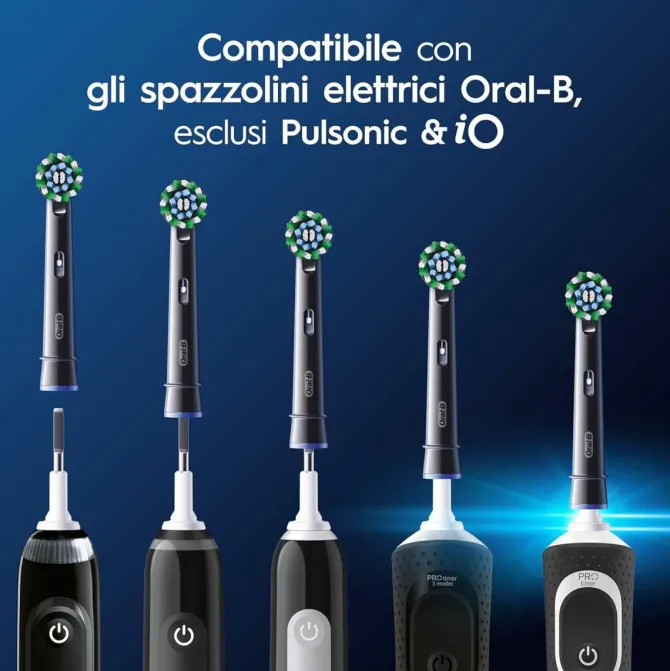 Oral-B Testine di Ricambio Pro, Cross Action, Nere, 10 Ricambi - 10 Testine di Ricambio per Spazzolino Elettrico, Autentiche, Setole Angolate che si Adattano a ogni Dente per una Pulizia Profonda