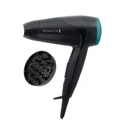 REMINGTON - D1500 Asciugacapelli, 2000 Watt, 2 temperature, 2 velocità, manico pieghevole - Nero