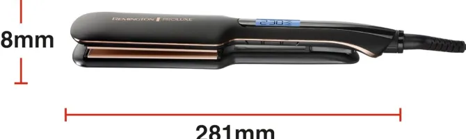 Remington Piastra Capelli Proluxe Midnight Wide Plate, Piastre in ceramica Ultimate Glide, 9 impostazioni di Temp. 150-230°C,Tecnologia intelligente OPTIheat, S9150B