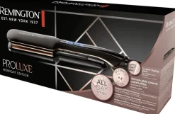 Remington Piastra Capelli Proluxe Midnight Wide Plate, Piastre in ceramica Ultimate Glide, 9 impostazioni di Temp. 150-230°C,Tecnologia intelligente OPTIheat, S9150B