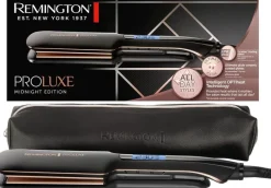 Remington Piastra Capelli Proluxe Midnight Wide Plate, Piastre in ceramica Ultimate Glide, 9 impostazioni di Temp. 150-230°C,Tecnologia intelligente OPTIheat, S9150B