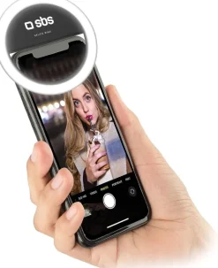 SBS - Anello Led Universale per Smartphone, Luce Flash con Regolazione d'Intensità, per TikTok, YouTube, Instagram, Selfie, Video e Dirette Streaming, Cavo di Ricarica USB Incluso
