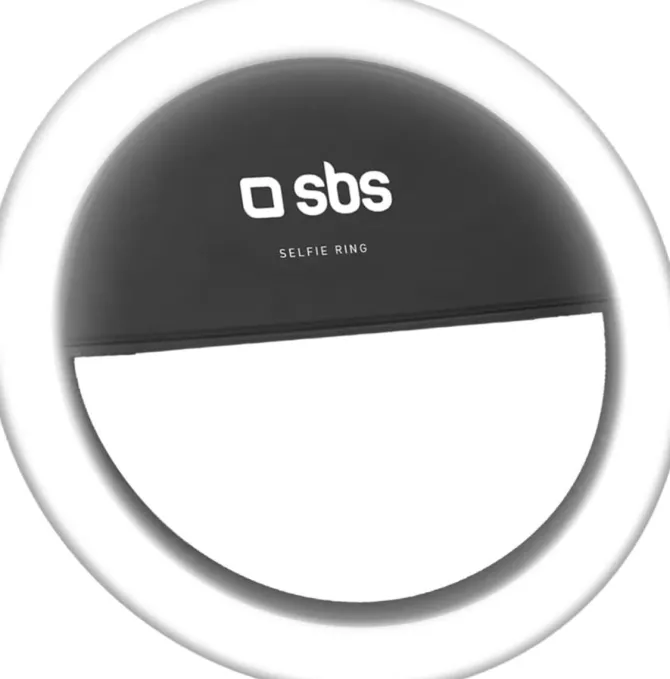 SBS - Anello Led Universale per Smartphone, Luce Flash con Regolazione d'Intensità, per TikTok, YouTube, Instagram, Selfie, Video e Dirette Streaming, Cavo di Ricarica USB Incluso