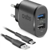 SBS caricabatterie da parete dotato di 2 porte USB con cavo Type-C