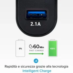 SBS caricabatterie da parete dotato di 2 porte USB con cavo Type-C