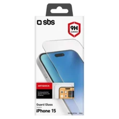 SBS - Vetro Proteggischermo Full Cover per iPhone 15 Trasparente